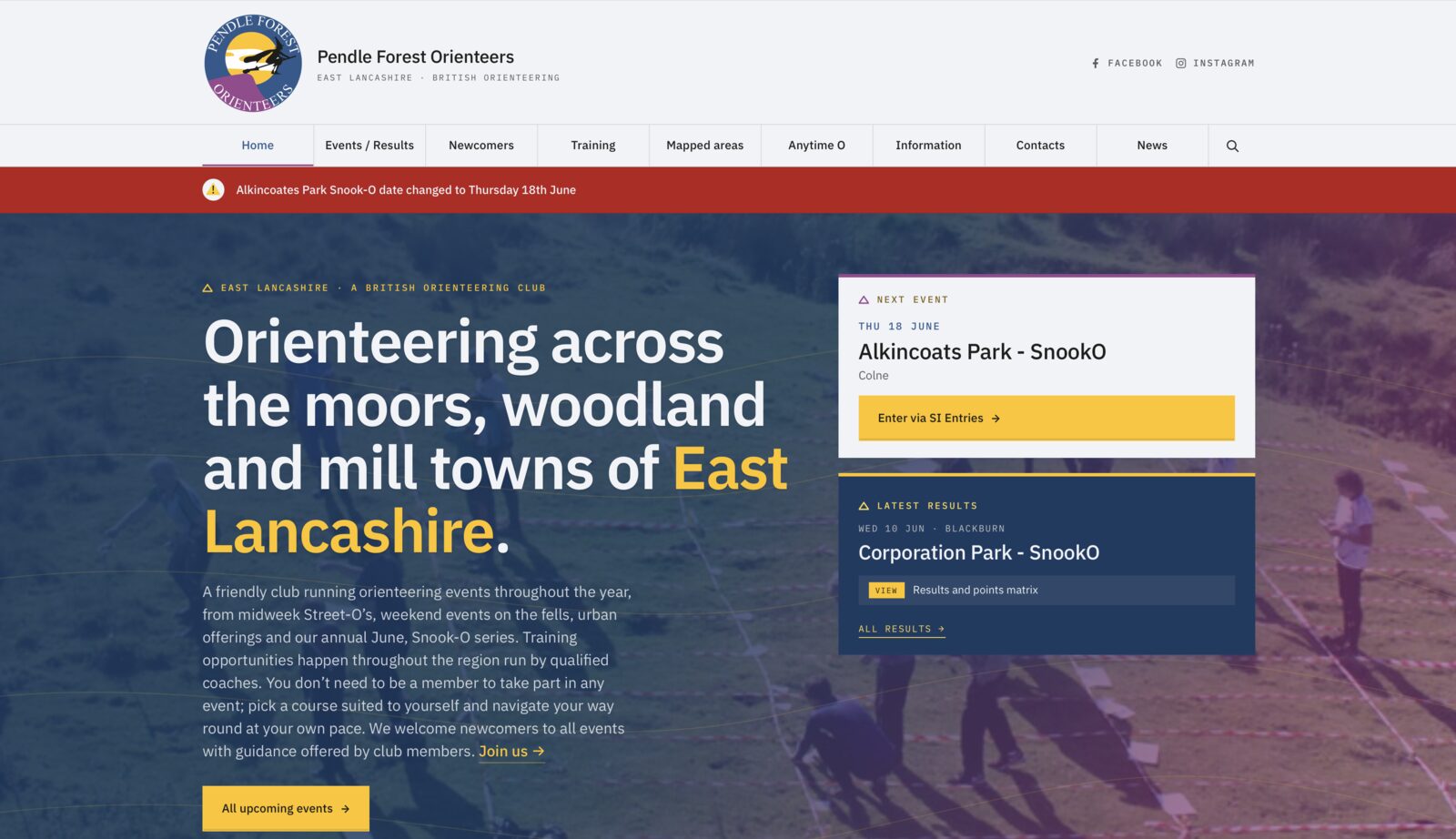 Preview of the Pendle Forest Orienteers website
